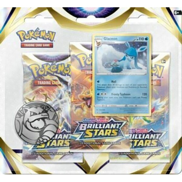 Set cartonase POKEMON TCG - Brilliant Stars 3 Pack Booster PCI85001, 6 ani+, multicolor