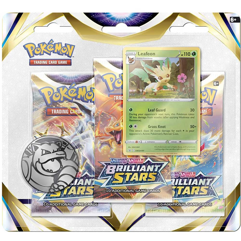 Set cartonase POKEMON TCG - Brilliant Stars 3 Pack Booster PCI85001, 6 ani+, multicolor