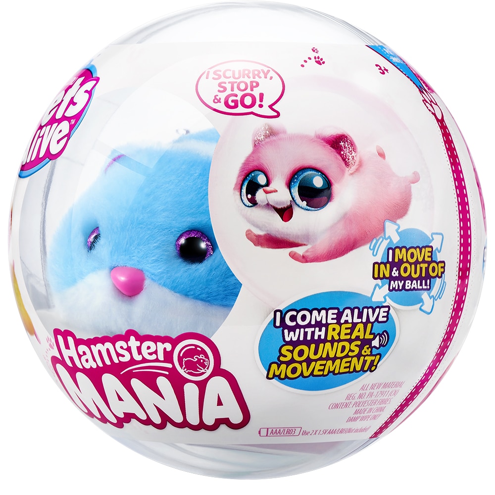 Jucarie de plus PETS ALIVE Hamster ZR95431O, 3 ani+, albastru-alb