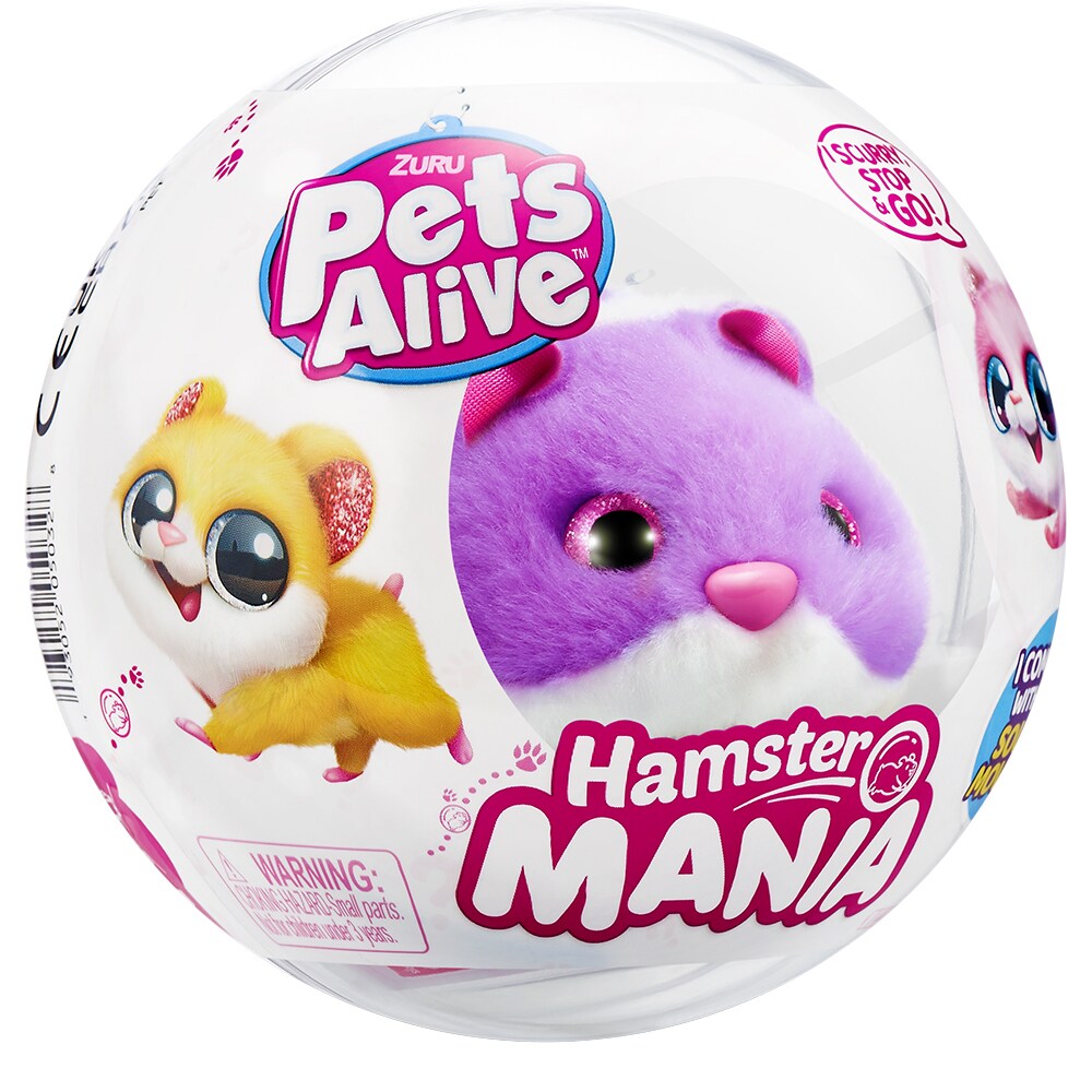 Jucarie de plus PETS ALIVE Hamster ZR95433O, 3 ani+, mov-alb