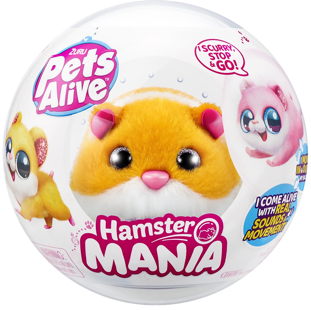 Jucarie de plus PETS ALIVE Hamster ZR95434O, 3 ani+, portocaliu-alb