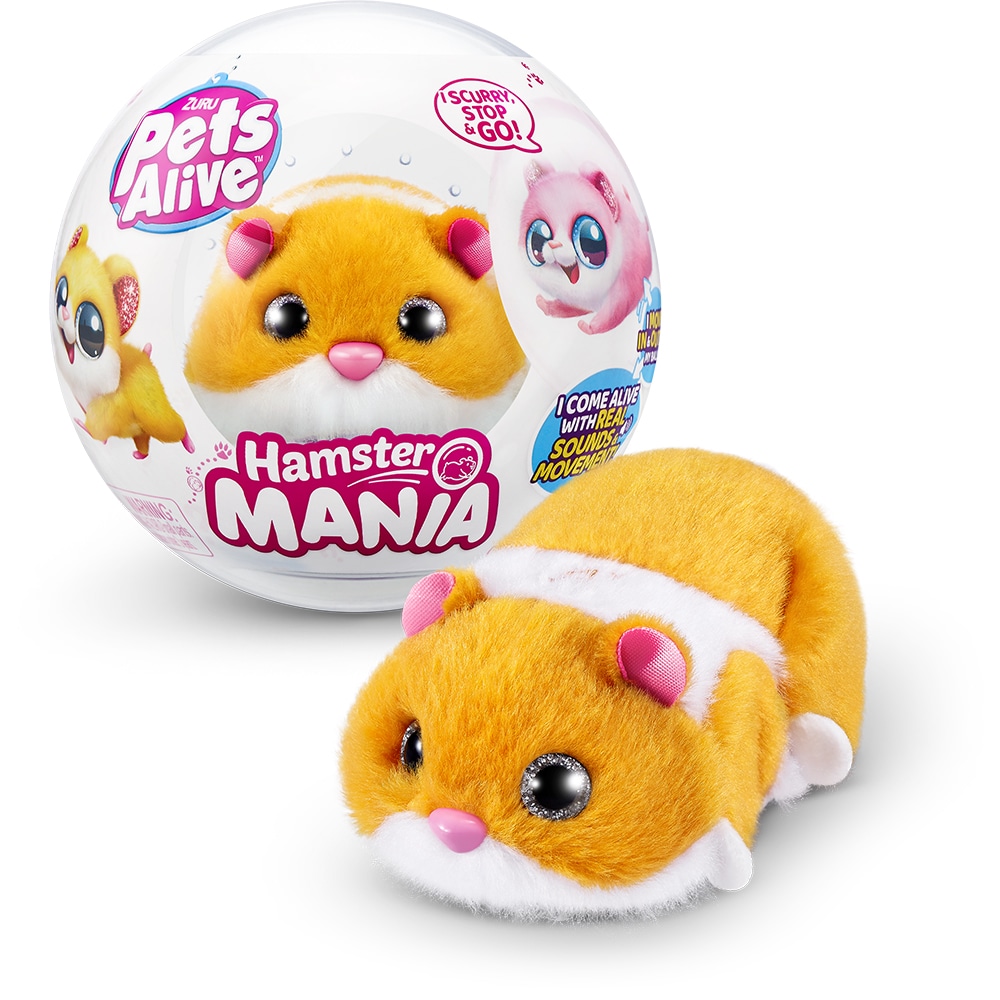 Jucarie de plus PETS ALIVE Hamster ZR95434O, 3 ani+, portocaliu-alb