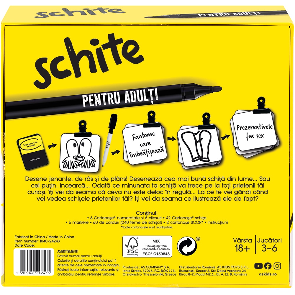 Joc de societate AS GAMES Schite pentru adulti 104024243, 18 ani+, 3-6 jucatori
