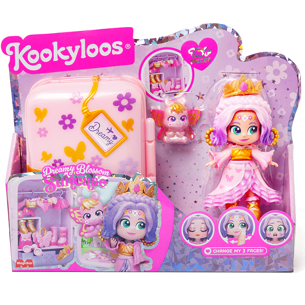 Set papusa KOOKYLOOS Dulap Dreamy Blossom 1100042503, 3 ani+, mov-galben