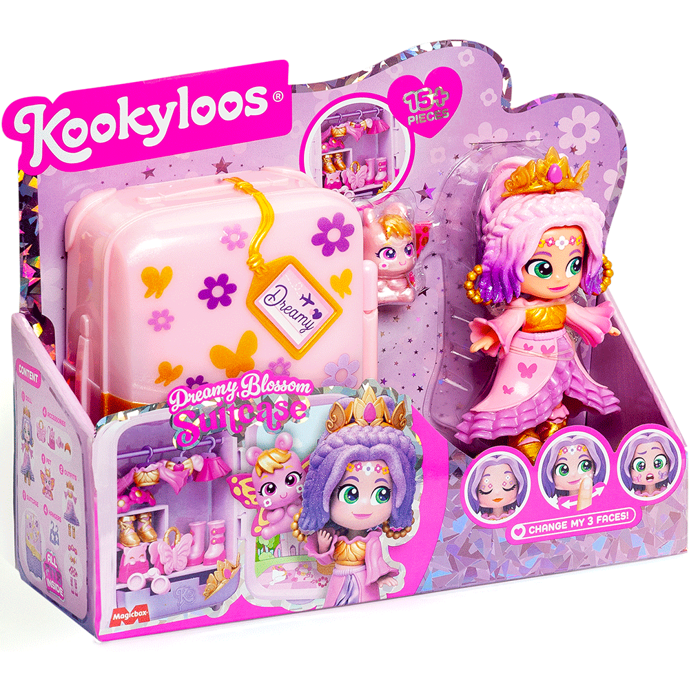 Set papusa KOOKYLOOS Dulap Dreamy Blossom 1100042503, 3 ani+, mov-galben