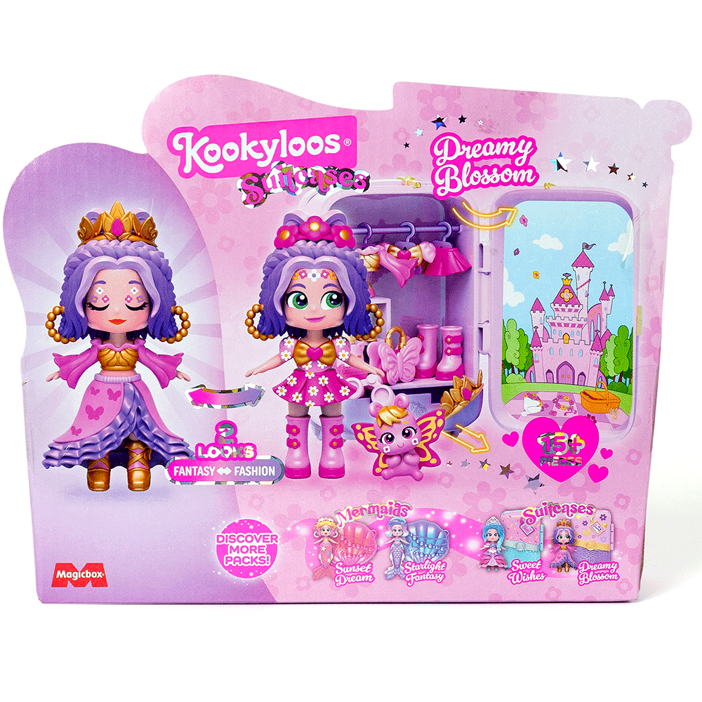 Set papusa KOOKYLOOS Dulap Dreamy Blossom 1100042503, 3 ani+, mov-galben