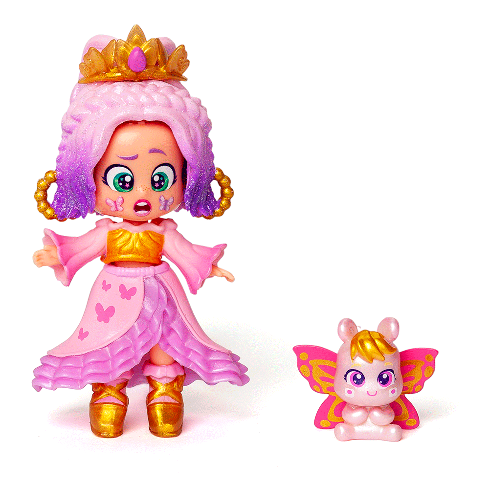 Set papusa KOOKYLOOS Dulap Dreamy Blossom 1100042503, 3 ani+, mov-galben