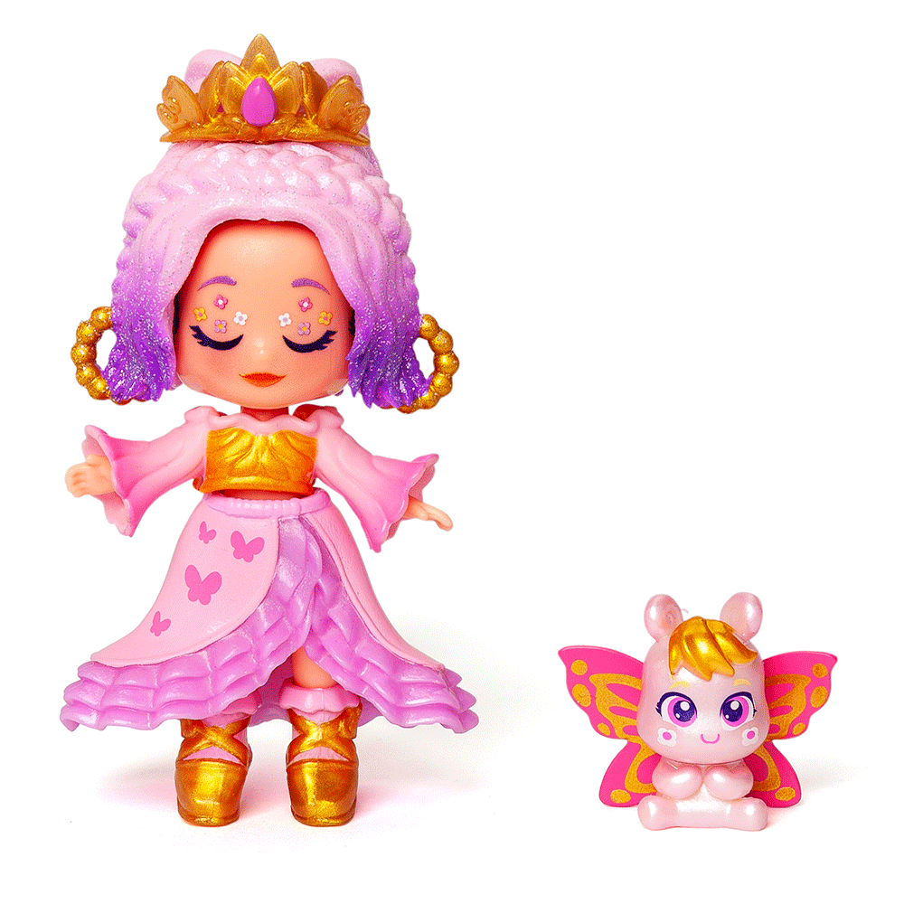 Set papusa KOOKYLOOS Dulap Dreamy Blossom 1100042503, 3 ani+, mov-galben