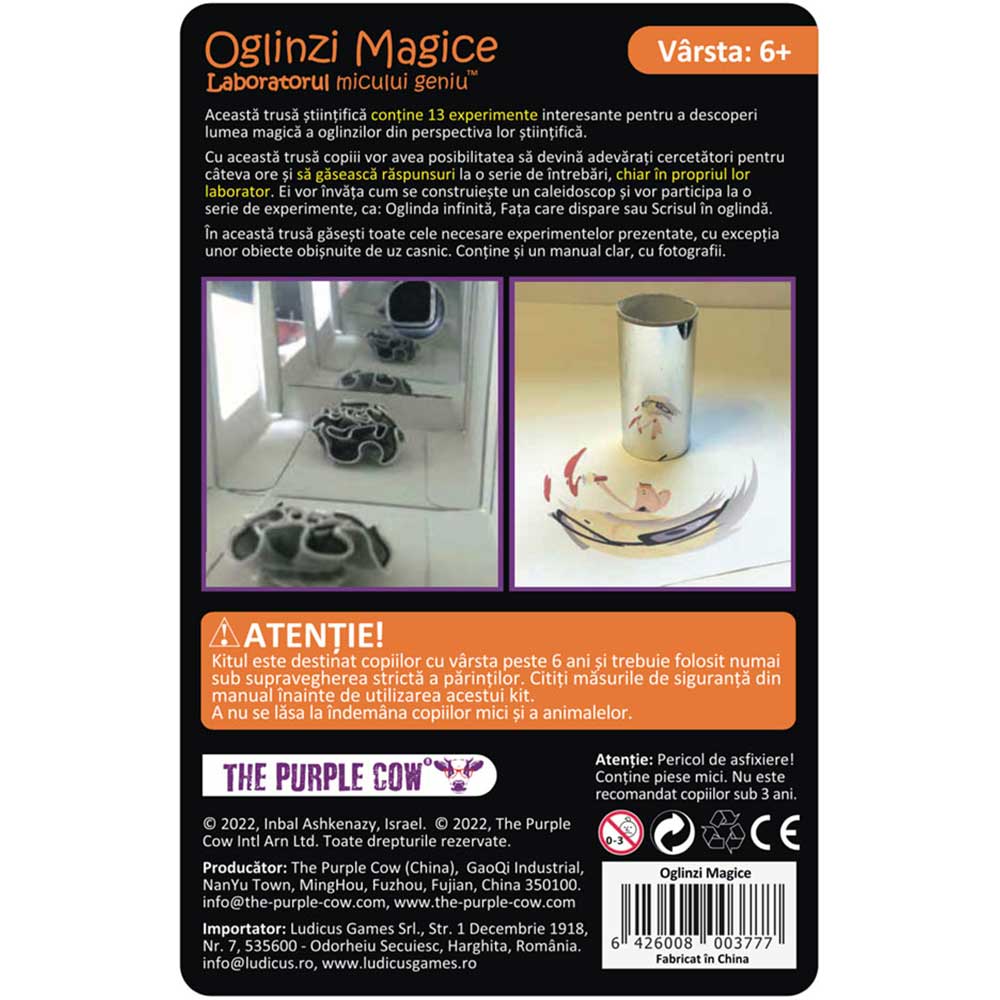 Joc educativ PURPLE COW Laboratorul micului geniu - Oglinzi Magice CW0377, 6 ani+, 1 jucator