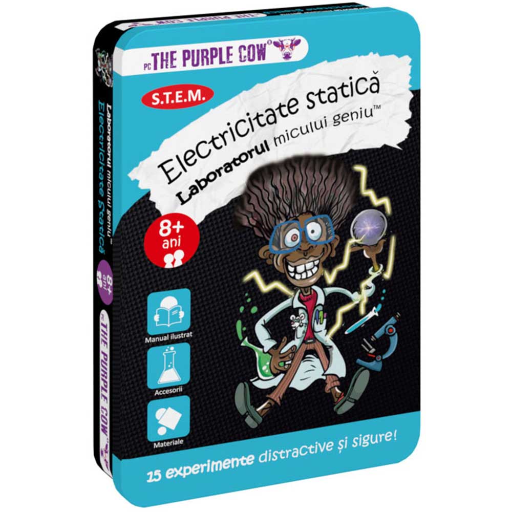 Joc educativ PURPLE COW Laboratorul micului geniu - Electricitate statica CW0381, 6 ani+, 1 jucator