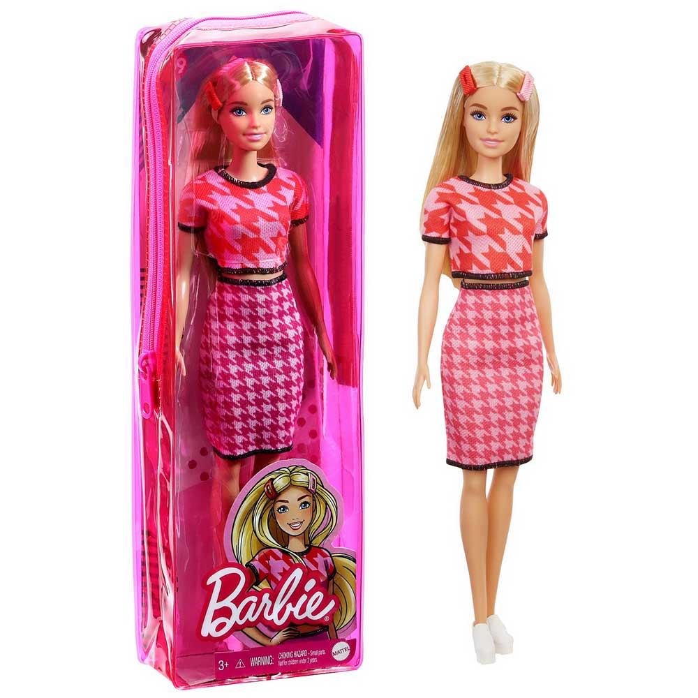 Papusa BARBIE Dreamtopia Fashionistas - Tinuta casual GRB59, 3 ani+, roz-negru