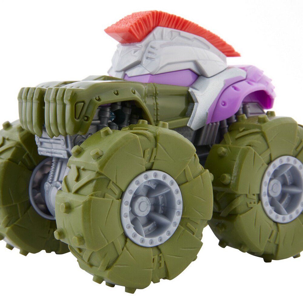 Masinuta HOT WHEELS Monster Truck Twisted Tredz Hulk GVK42, 3 ani+, kaki-gri