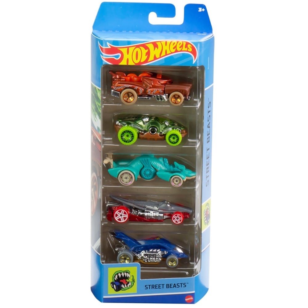 Set 5 masinute HOT WHEELS Streets Beasts HFV91, 3 ani+, multicolor