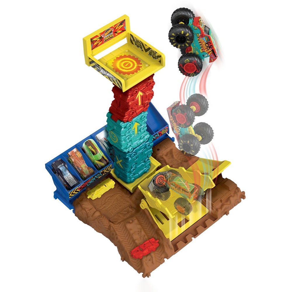 Set masinuta HOT WHEELS Monster Truck Arena Smashers Provocarea HNB94, 4 ani+, multicolor