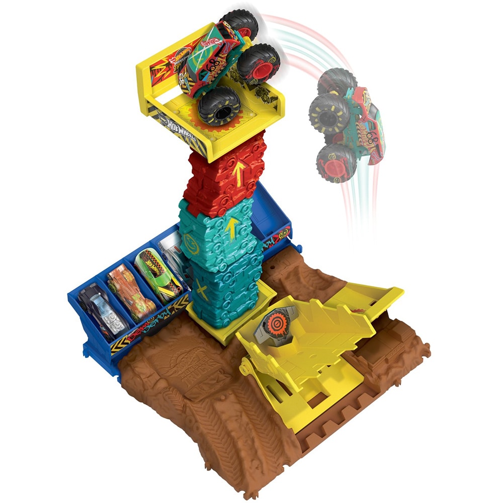 Set masinuta HOT WHEELS Monster Truck Arena Smashers Provocarea HNB94, 4 ani+, multicolor