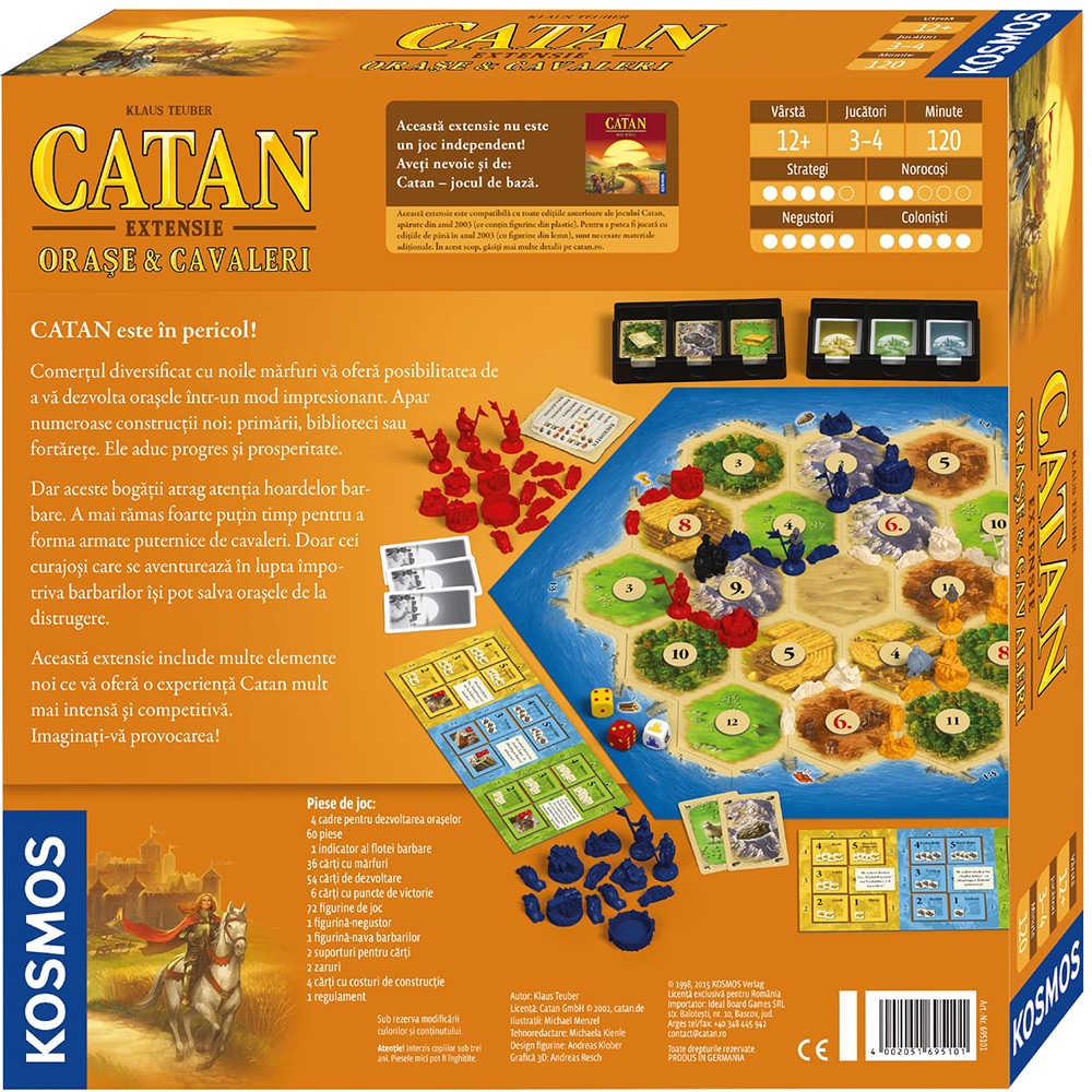 Joc de societate CATAN Extensie - Orase si cavaleri OC34EXT, 12 ani+, 3-4 jucatori