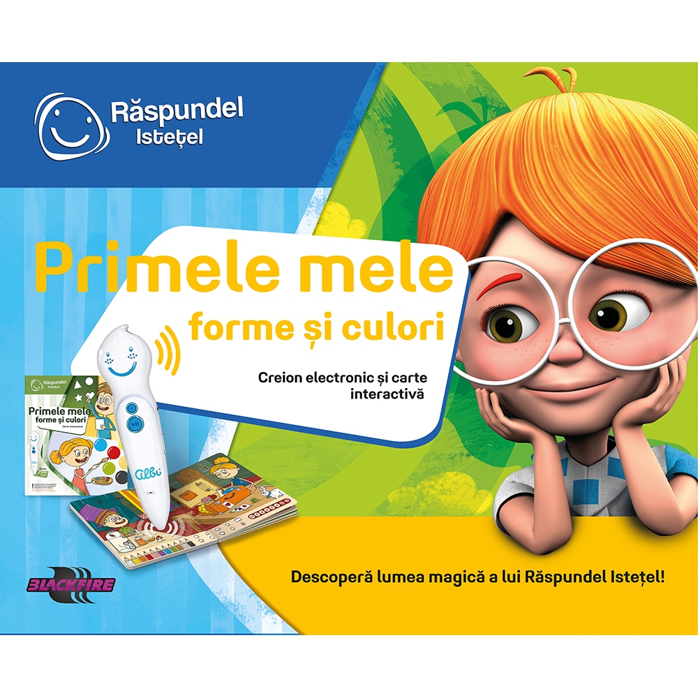 Pachet carte interactiva si creion RASPUNDEL ISTETEL: Primele mele forme si culori RASP22514, 3 ani+, multicolor