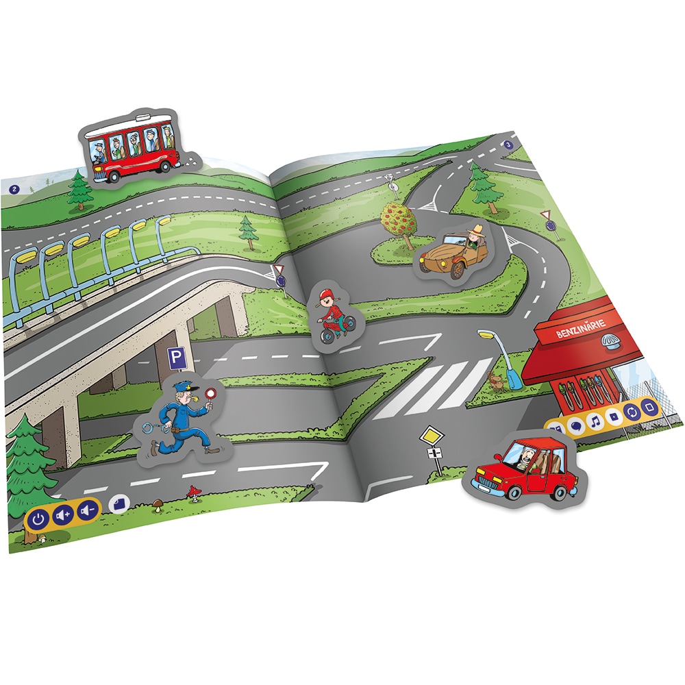 Carte interactiva cu autocolante RASPUNDEL ISTETEL Mijloace de transport RASP63121, 3 ani+, multicolor