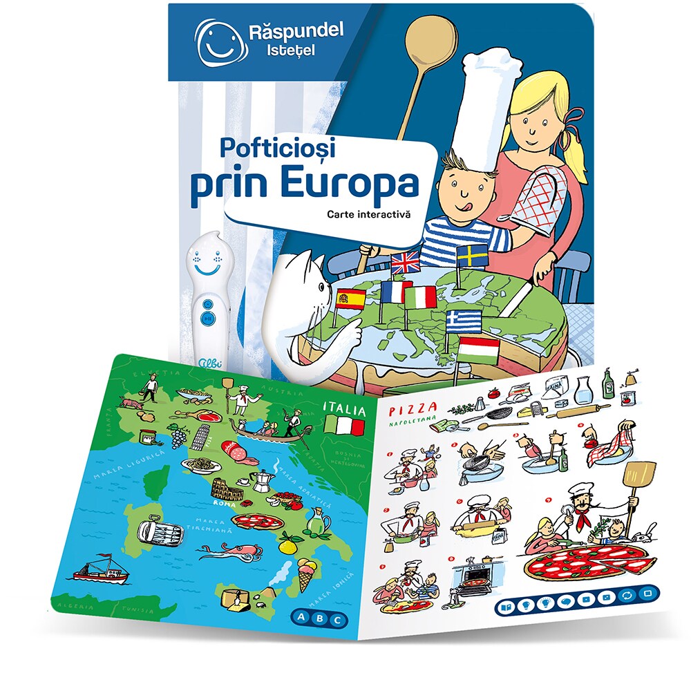 Carte interactiva RASPUNDEL ISTETEL Pofticiosi prin Europa RASP63359, 6 ani+, multicolor