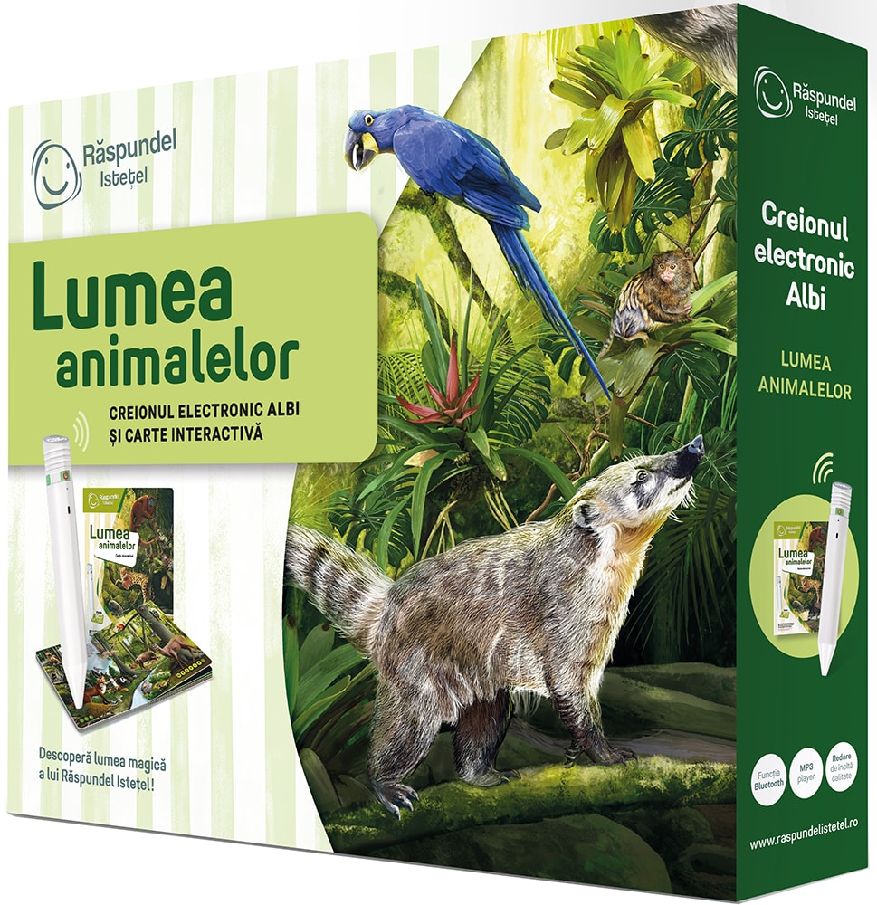 Pachet carte interactiva si creion RASPUNDEL ISTETEL: Lumea Animalelor 69366, 5 ani+, multicolor