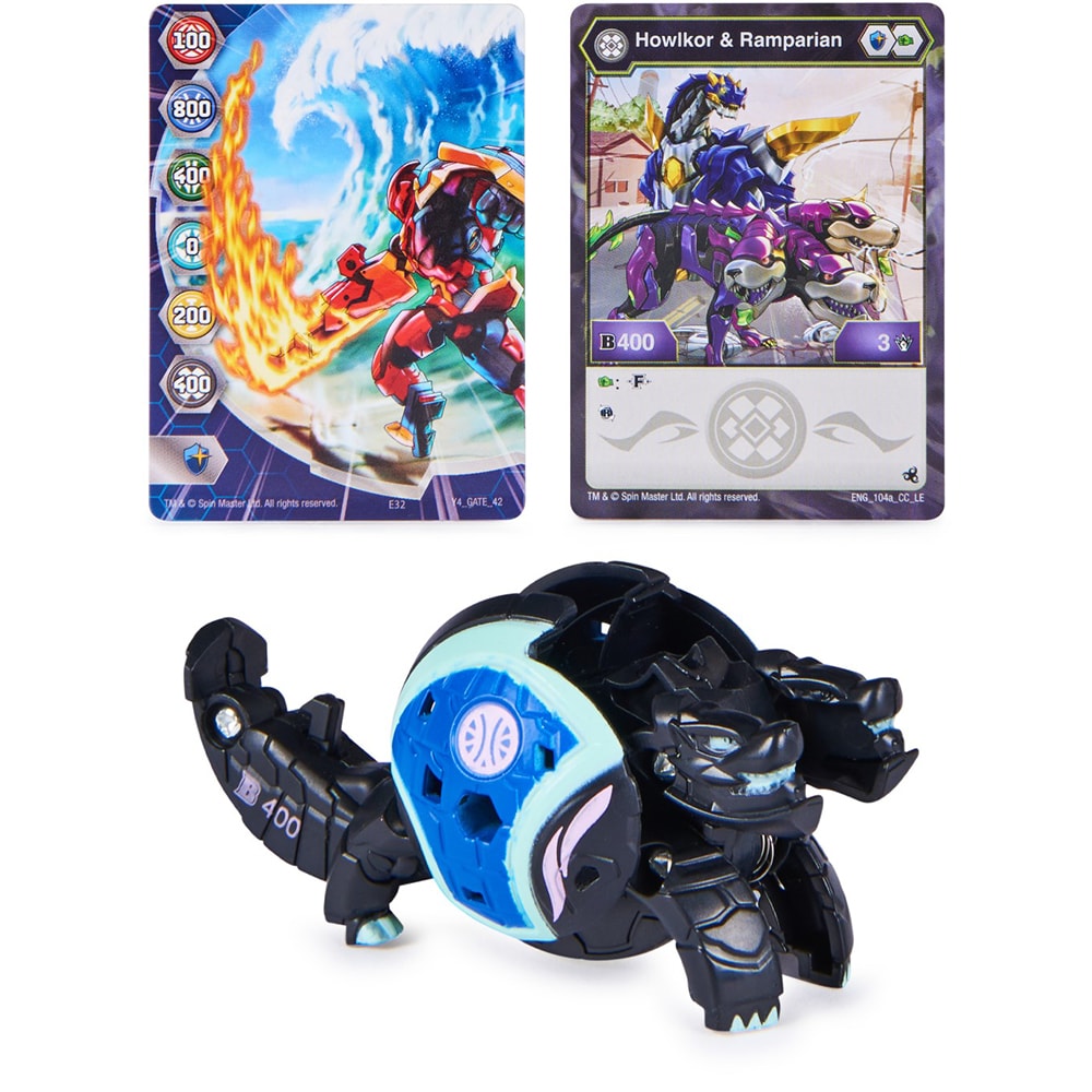 Figurina BAKUGAN S5 - Bila Clasica Howlkor Ramparian 0140597, 6 ani+, negru-albastru