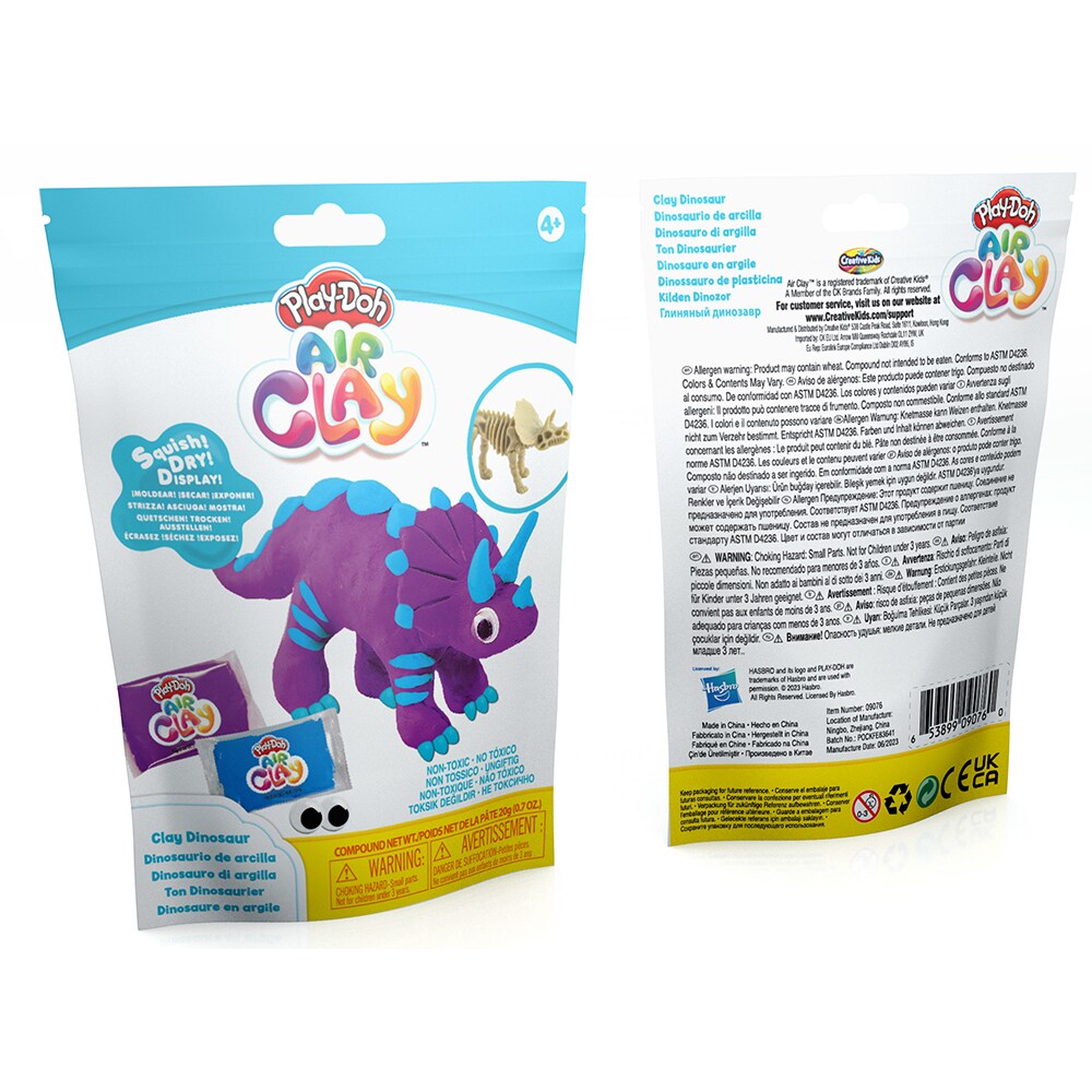 Set plastilina AIR CLAY Dinozauri 1100029422, 4 ani+, multicolor 