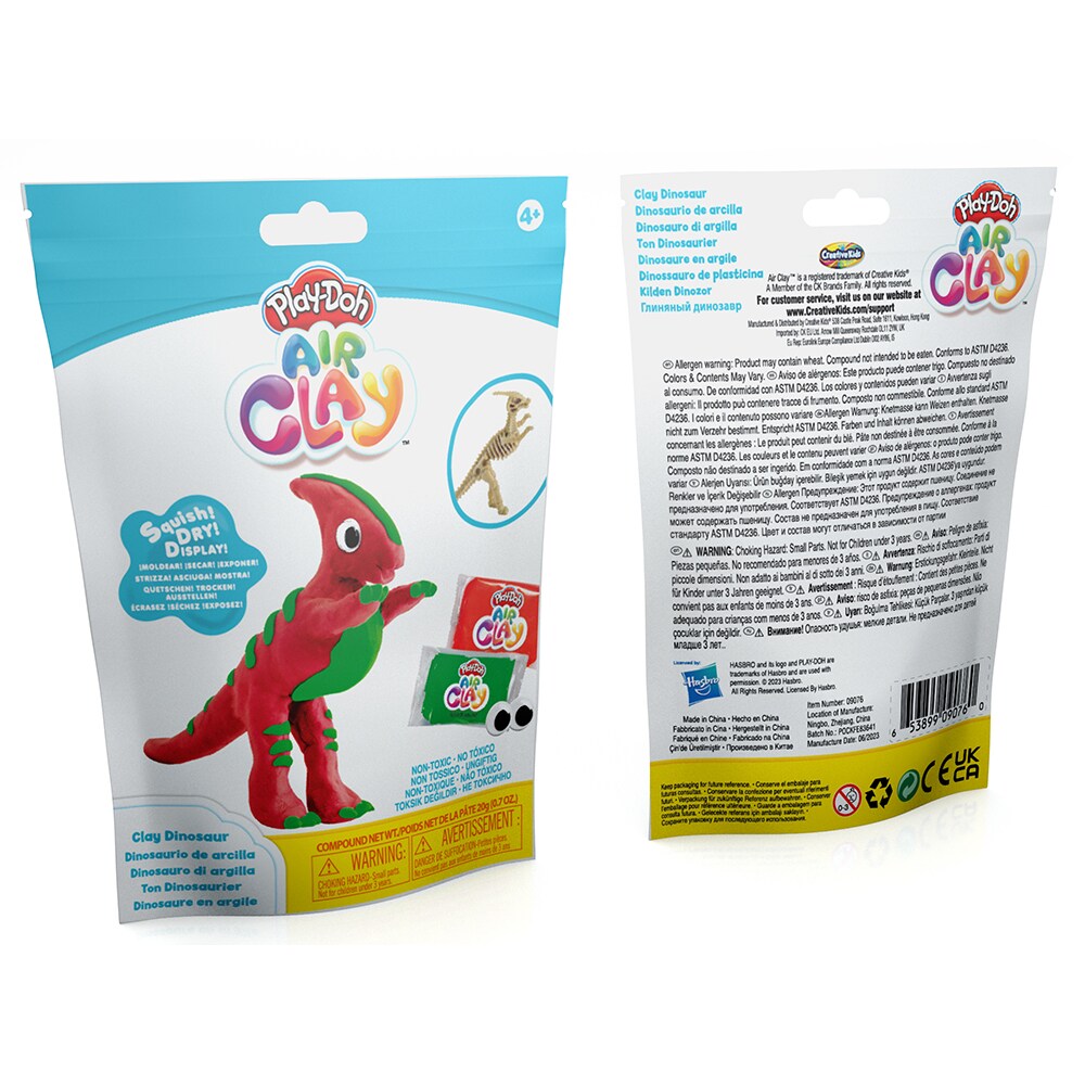 Set plastilina AIR CLAY Dinozauri 1100029422, 4 ani+, multicolor 