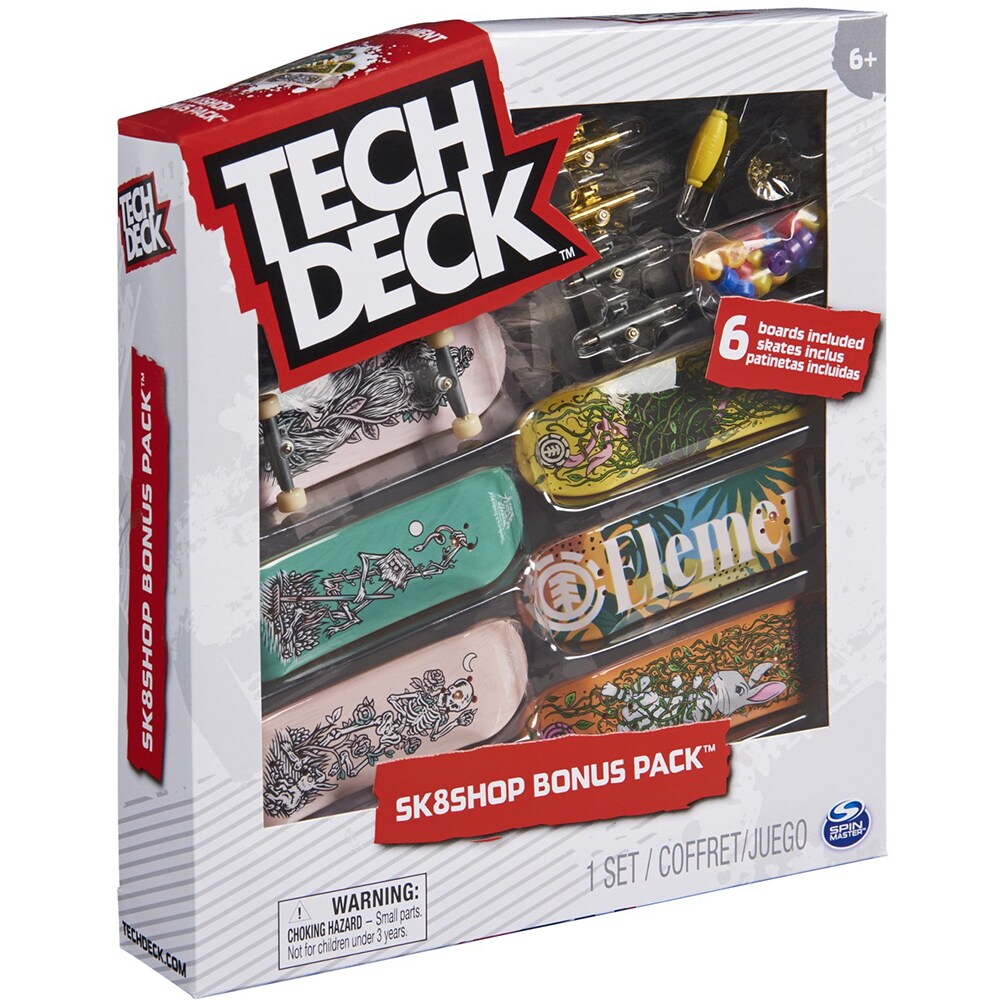 Set 6 mini placi skateboard TECH DECK Fingerboard Element 20136709, 6 ani+, multicolor
