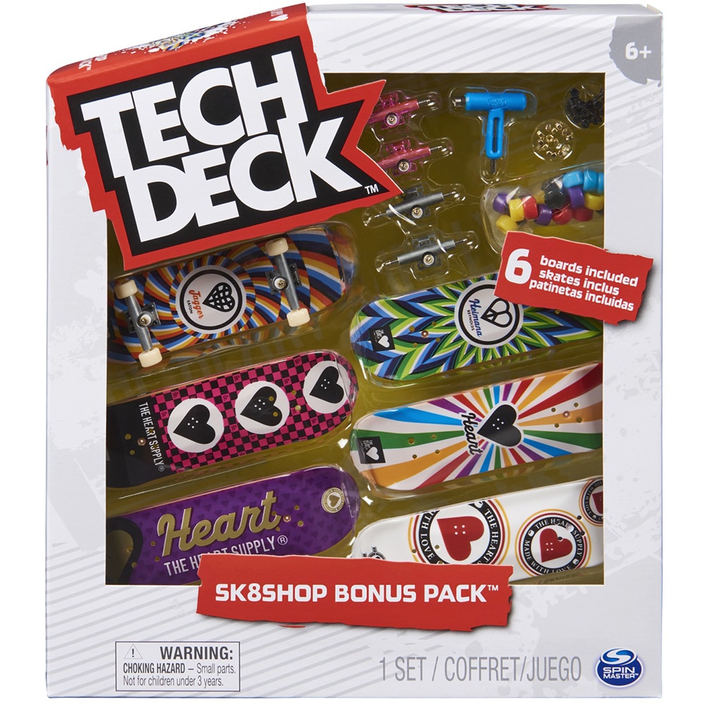 Set 6 piese TECH DECK Fingerboard Heart 20136711, 6 ani+, multicolor
