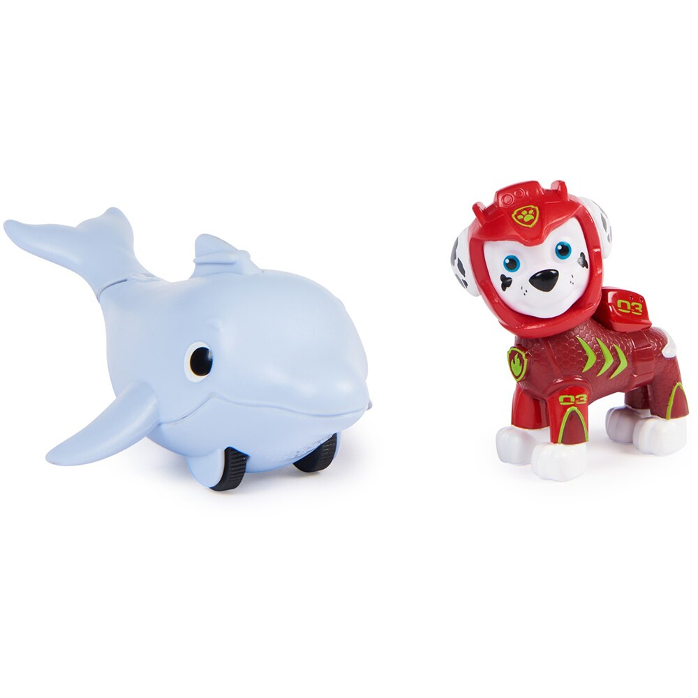 Set figurine PAW PATROL Aqua Pups - Marshall si delfinul 20139321, 3 ani+, multicolor