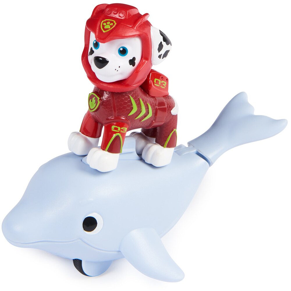 Set figurine PAW PATROL Aqua Pups - Marshall si delfinul 20139321, 3 ani+, multicolor