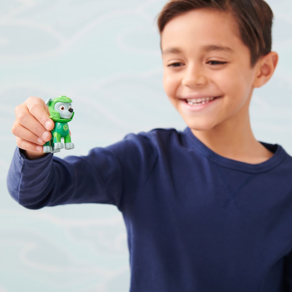 Set figurine PAW PATROL Aqua Pups - Rocky si pestele spada 20139322, 3 ani+, verde-albastru