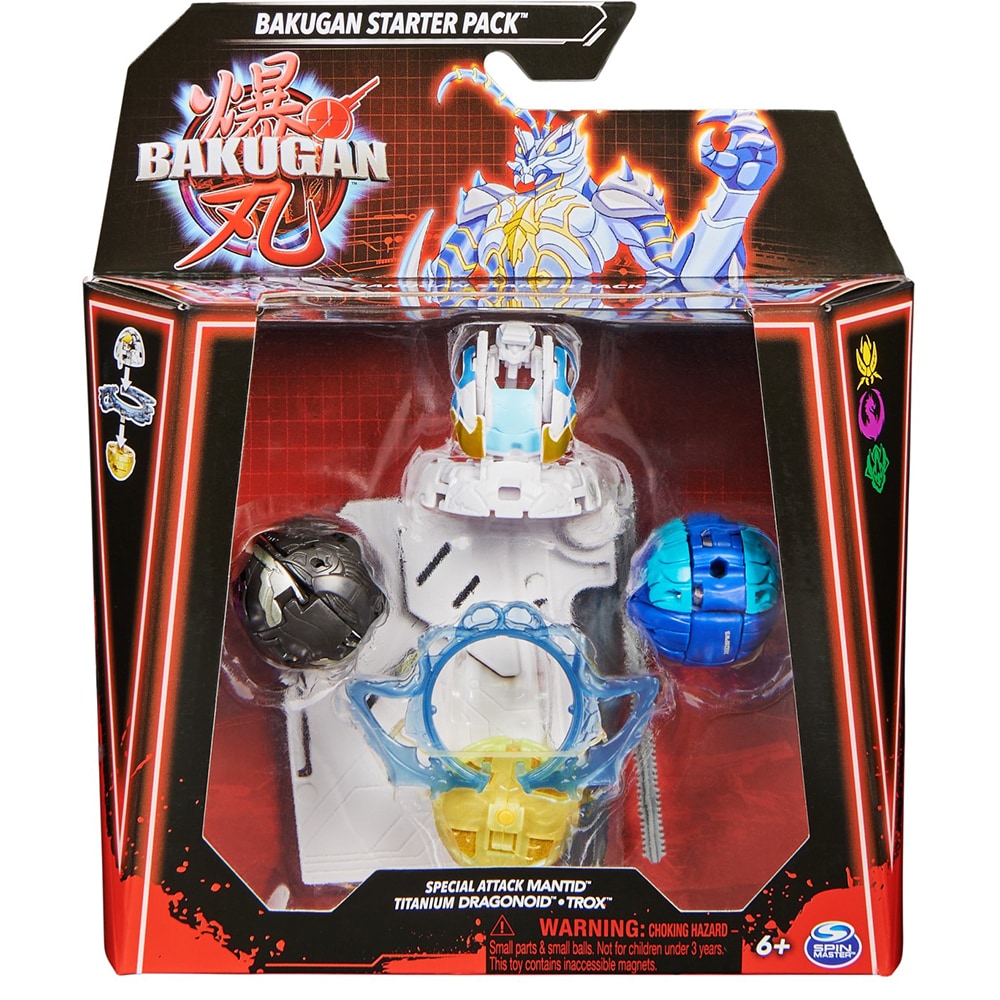 Set figurine BAKUGAN Starter Pack - Mantid Titanium Dragonoid Trox 20142086, 6 ani+, multicolor