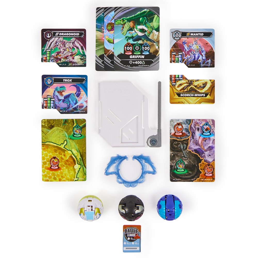Set figurine BAKUGAN Starter Pack - Mantid Titanium Dragonoid Trox 20142086, 6 ani+, multicolor