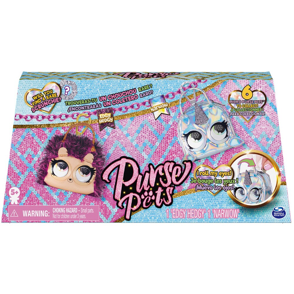 Set 2 gentute SPINMASTER Purse Pets - Micro Edgy Hedgy si Narwow 6064161, 5 ani+, multicolor
