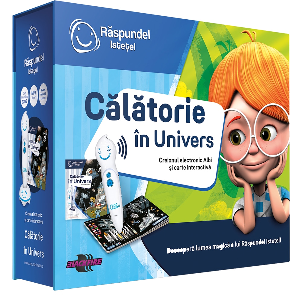 Pachet carte interactiva si creion RASPUNDEL ISTETEL: Calatorie in Univers 86331, 5 ani+, multicolor