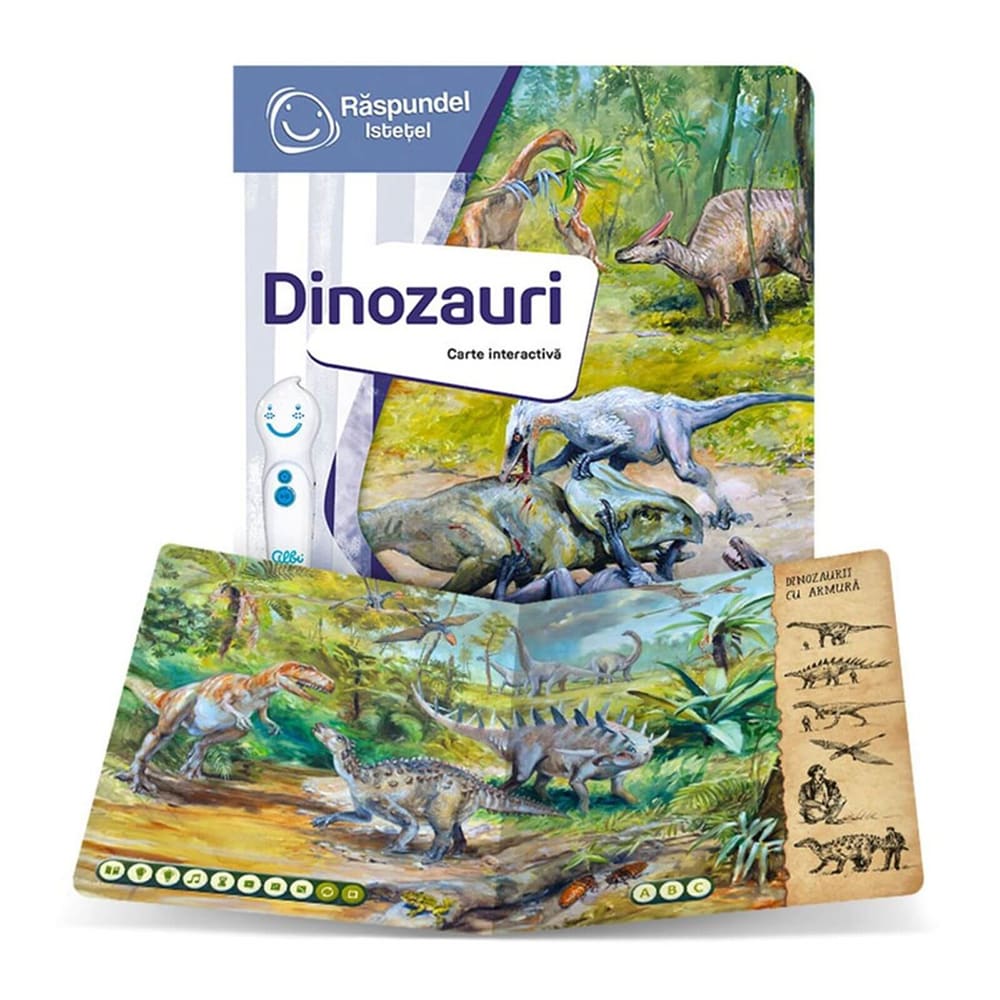 Pachet carte interactiva si creion RASPUNDEL ISTETEL: Dinozauri 97110, 6 ani+, multicolor