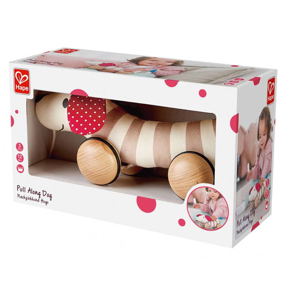 Jucarie interactiva HAPE Catelusul Hugo E8505, 12 luni+, maro-rosu