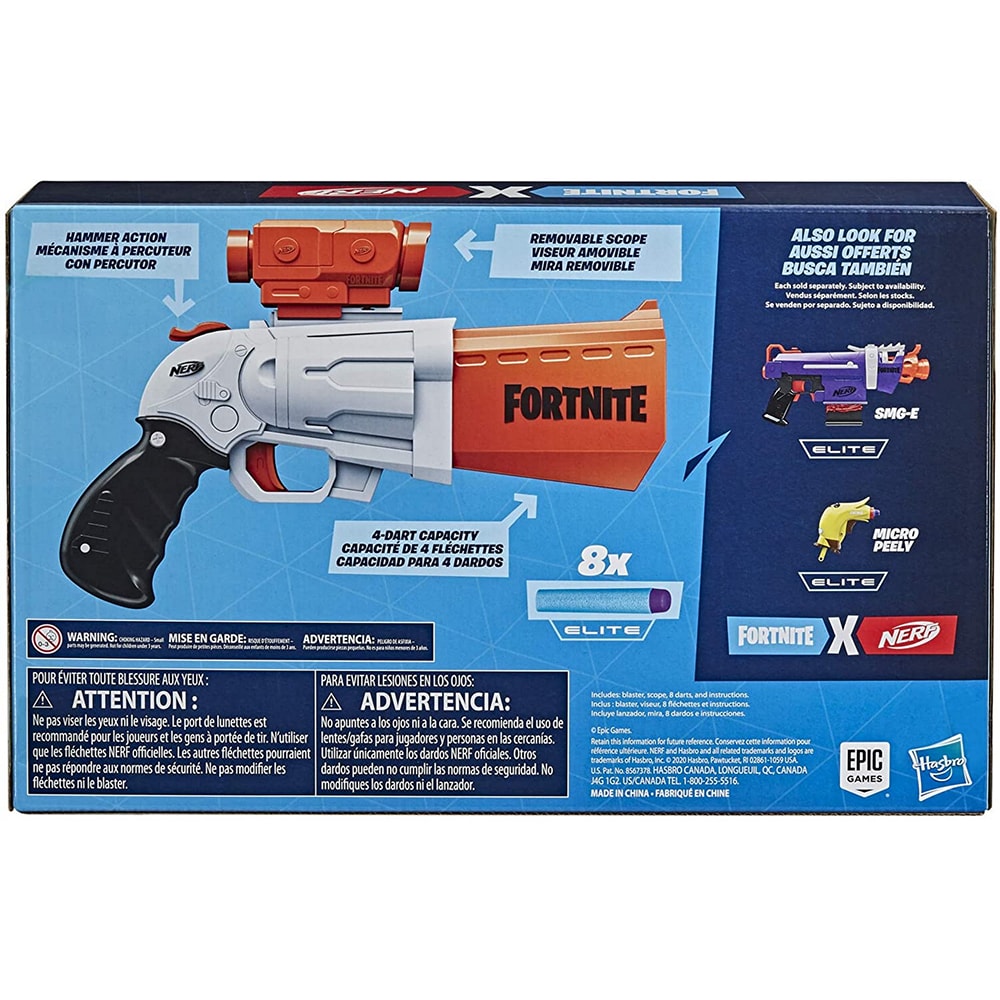 Blaster NERF Fortnite - SR7 E9391, 8 ani+, alb-portocaliu