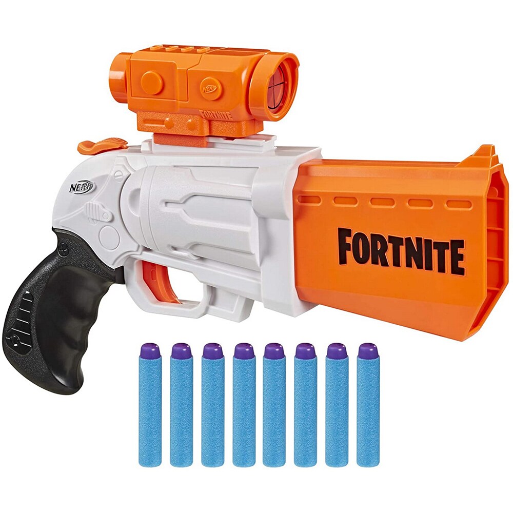 Blaster NERF Fortnite - SR7 E9391, 8 ani+, alb-portocaliu