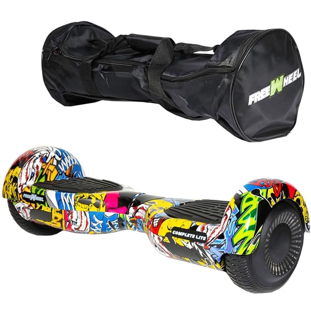 Hoverboard FREEWHEEL Complete Lite, 6.5 inch, viteza 12 km/h, motor 2 x 200W, graffiti galben + geanta transport