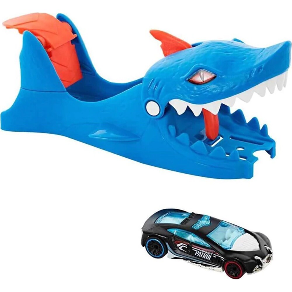 Set masinuta HOT WHEELS City - Lansator Rechin VF43, 4 ani+, albastru-negru