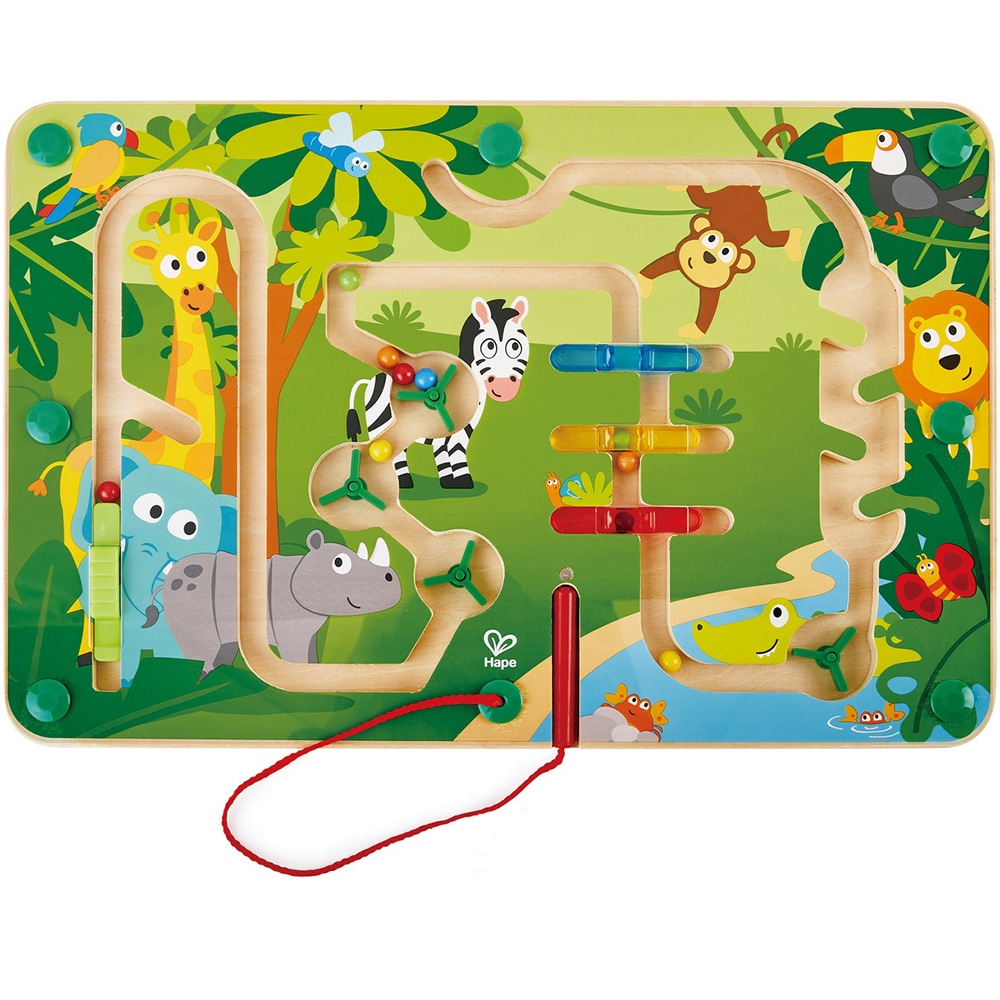 Jucarie interactiva HAPE Labirint magnetic - Jungla HAPEE1714, 2 ani+, multicolor