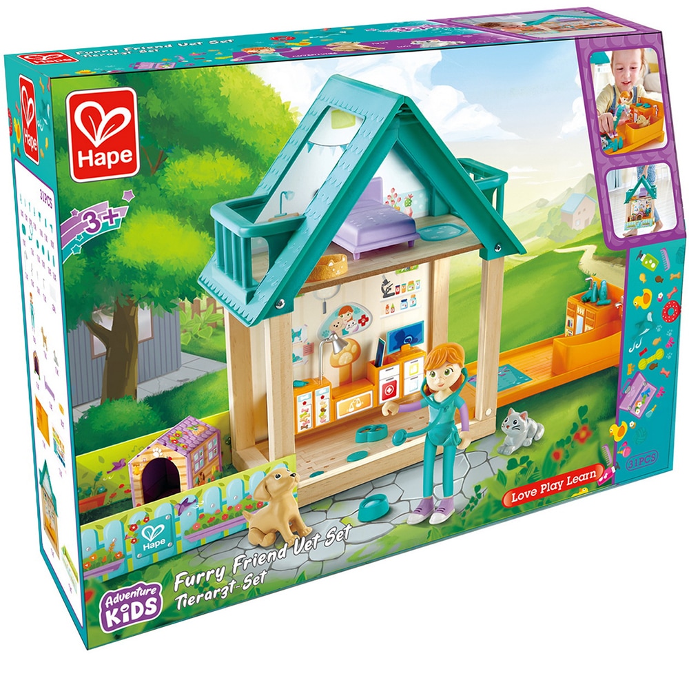 Jucarie de rol HAPE Set veterinar HAPEE3408, 3 ani+, multicolor