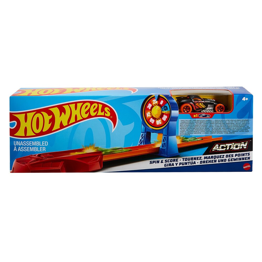 Set masinuta HOT WHEELS Action - Pista Obstacol Spin&Score, 4 ani+, multicolor