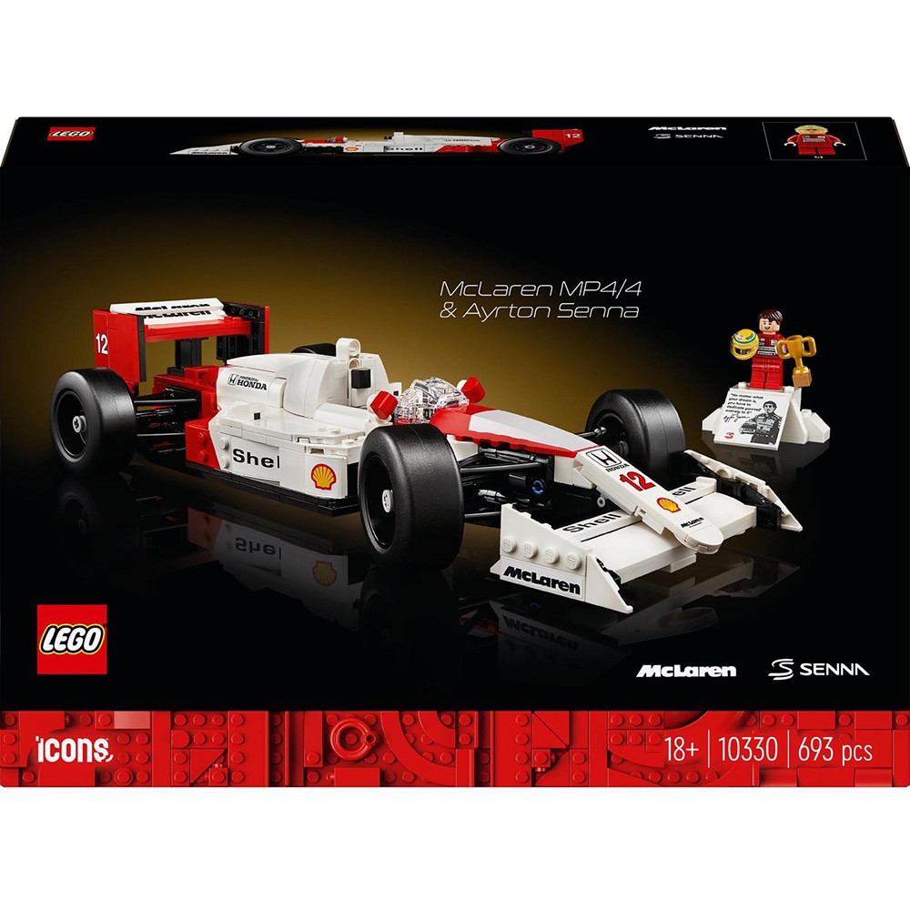 LEGO Icons: McLaren MP4/4 si Ayrton Senna 10330, 18 ani+, 693 piese
