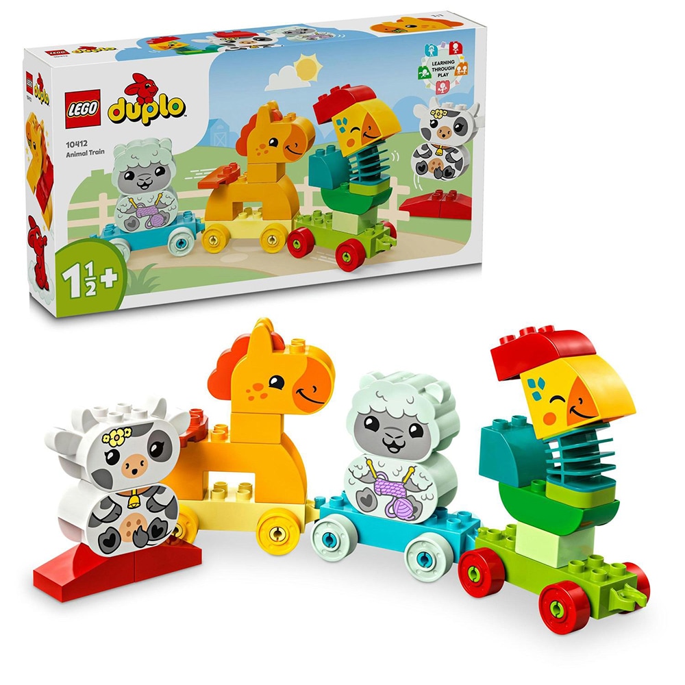 LEGO DUPLO: Tren cu animale 10412, 18 luni+, 19 piese