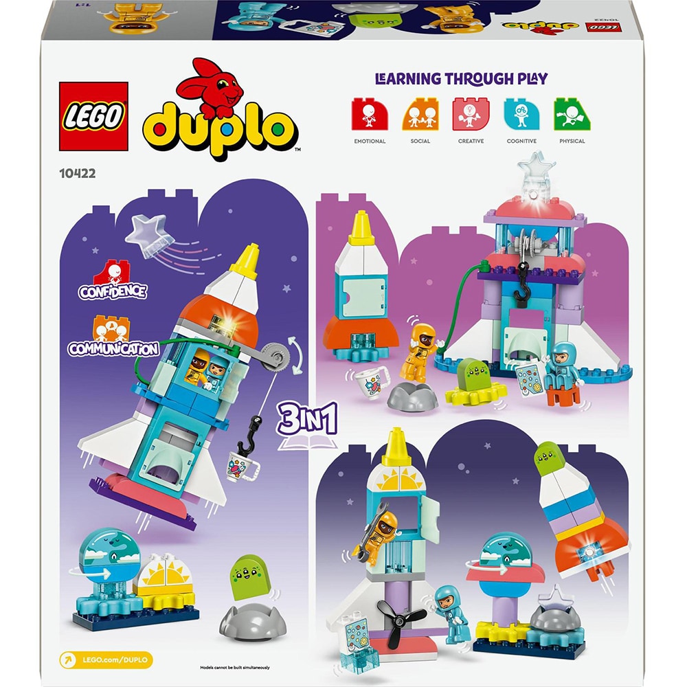 LEGO DUPLO: Aventura cu naveta spatiala 3in1 10422, 3 ani+, 58 piese