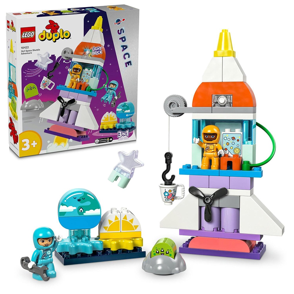 LEGO DUPLO: Aventura cu naveta spatiala 3in1 10422, 3 ani+, 58 piese