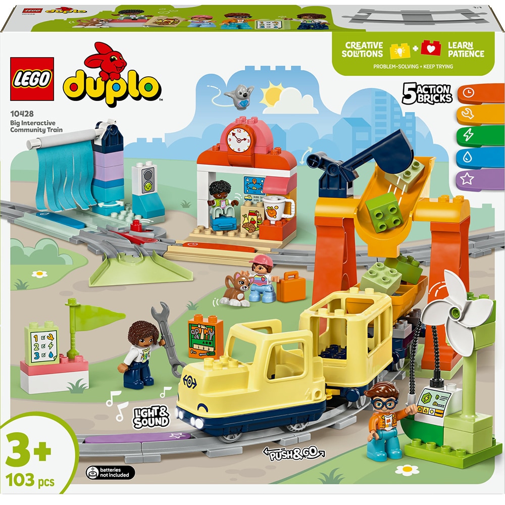 LEGO DUPLO: Tren comunitar mare si interactiv 10428, 3 ani+, 103 piese
